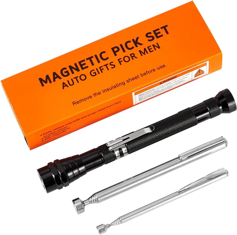 HARDK Cool Gadget Christmas Gifts Extendable Magnetic Pick up Tool Set of 3 - Telescoping Magnet Pickup Tool with LED Flashlight - Stocking Stuffers for Adults Men Dad Husband Father Mechanic Women - Image 1